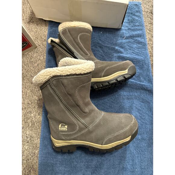 Sorel Womens Boots Sz 8 Gray Suede Waterfall Winter Snow Insulated Outdoorsy - Picture 3 of 3